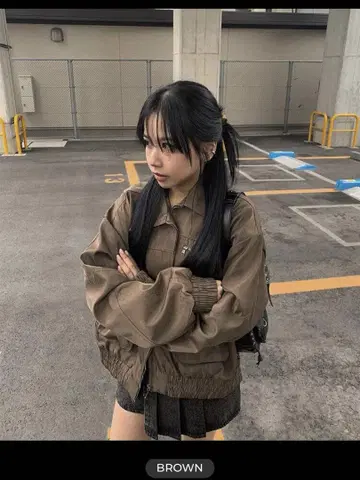 브라운 오버 사이즈 점퍼 자켓