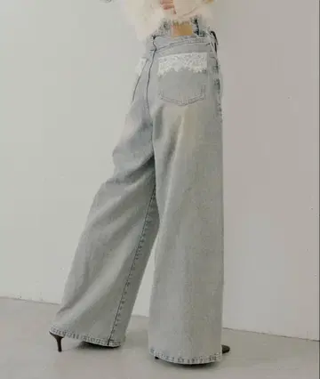Chico 포켓 레이스 와이드 데님 라이트 블루