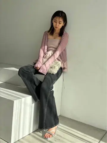 snidel Sustainable 스트레치 플레어 데님 팬츠