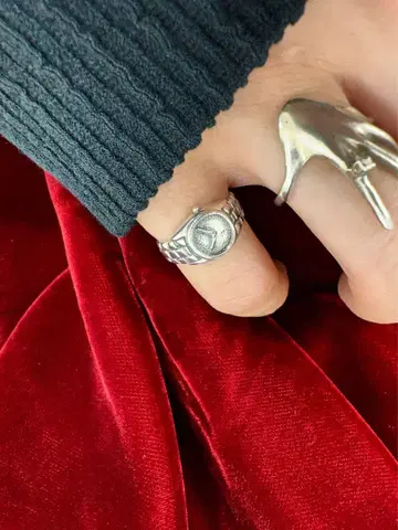 EU 80~90년대 빈티지 손목시계 모티브 실버 반지 11호