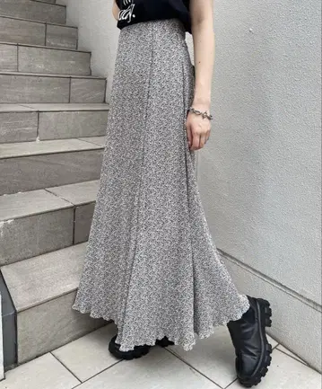 미니 꽃무늬 와셔 스커트
