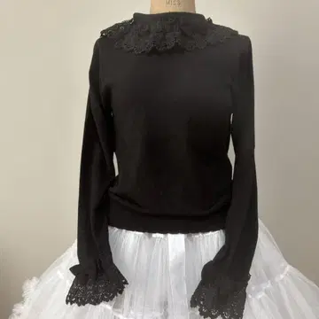 axes femme kawaii chalmiere 레이스 니트 블랙