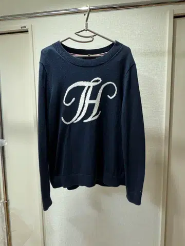 TOMMY HILFIGER 네이비 로고 스웨터 M