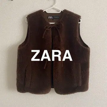 ZARA 브라운 플리스 베스트 XS