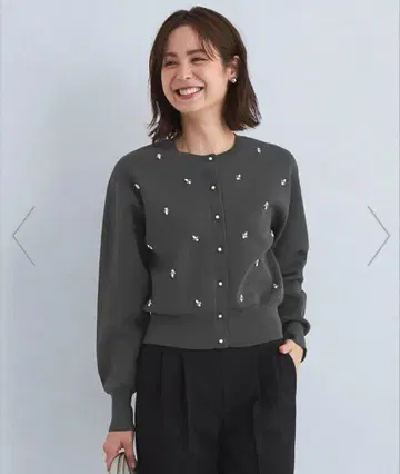 UNITED ARROWS 비쥬 가디건 면 혼방 펄
