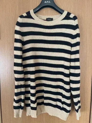 A.P.C. 베이지/블랙 스트라이프 스웨터 M