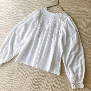 미사용 택 포함 zara 코튼 레이스 블라우스 화이트 XS
