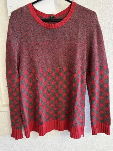 폴 스미스 빨간색 그레이 체크 니트 L 사이즈