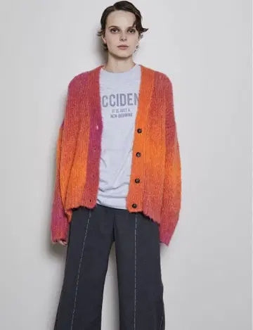 MAISON SPECIAL 이탈리아 알파카 그라데이션 니트 가디건