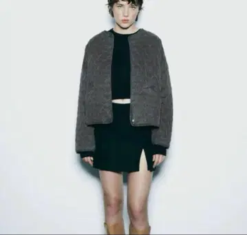 ZARA 퍼프 자켓 하트 퀼팅 자켓 그레이 S
