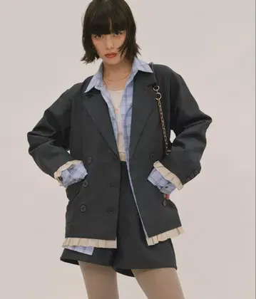 loin nuit 로완뉴이 프릴 레이어드 디자인 자켓 네이비