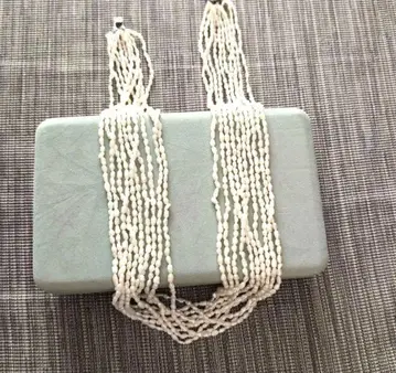 양귀비 펄 10연 진주 롱 목걸이