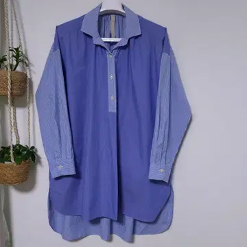 어반 리서치 도어스 코튼 롱 셔츠 블루 x 스트라이프 F 사이즈