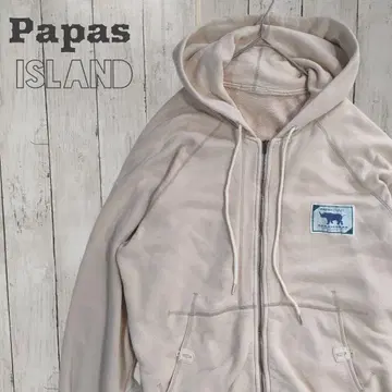 90sPapas ISLAND 베이지 풀 집업 후드티