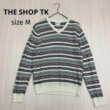 THE SHOP TK 자카드 V넥 니트 스웨터 M
