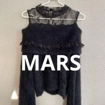 MARS 어깨 트임 샤기 니트 블랙 지뢰계 양산계