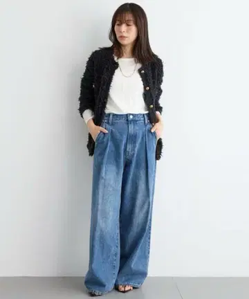 BABYLONE 데님 턱 팬츠 36
