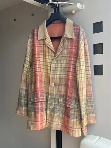 90s french vintage check coat