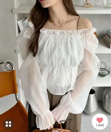 Ada. 2WAY 오프숄더 시어 개더 긴팔 블라우스