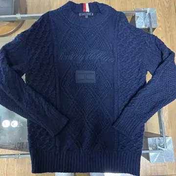 TOMMY HILFIGER 네이비 케이블 니트 S
