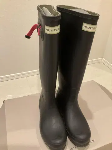 HUNTER 블랙 장화 핑크 24.5cm 25cm 일본 정품