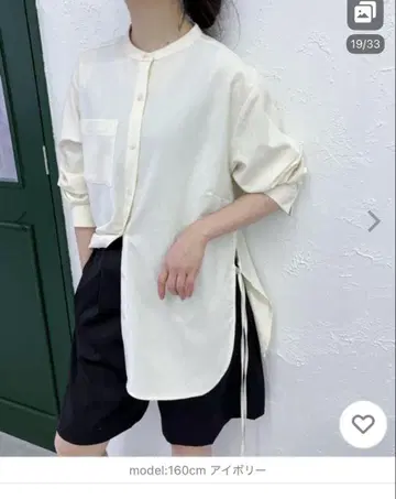 feepur 셔츠 블라우스 사이드 리본 노카라 셔츠 여성용