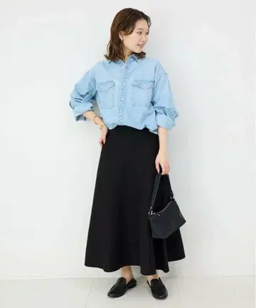 SLOBE IENA 밀라노 리브 니트 플레어 스커트