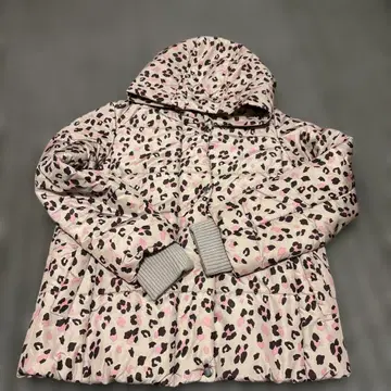 레오파드 무늬 후드 부착 다운 자켓 XL 사이즈