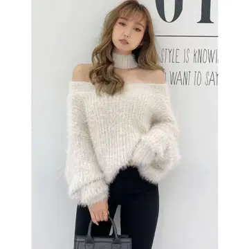 GYDA 2WAY 샤기 초커 니트탑