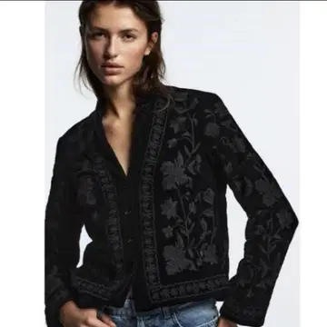 ZARA 자수 벨벳 블라우스 가디건