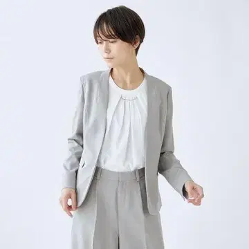 그레이 노카라 팬츠 셋업