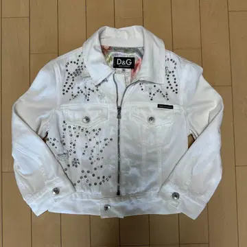 D&G 화이트 데님 자켓 스톤 장식
