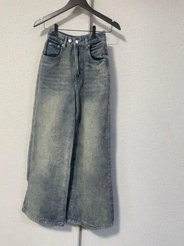 클리어 큐빅 와이드 데님 팬츠