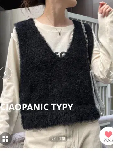 CIAOPANIC TYPY 믹스 페더 얀 크롭 기장 베스트