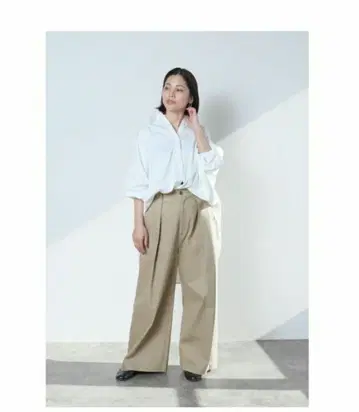 meri 미 턱 와이드 치노 팬츠 베이지