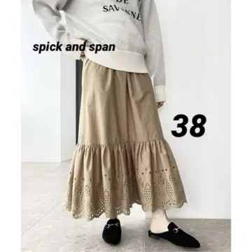 spick and span 코튼 자수 스커트 베이지 38