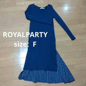 ROYAL PARTY 네이비 리브 원피스