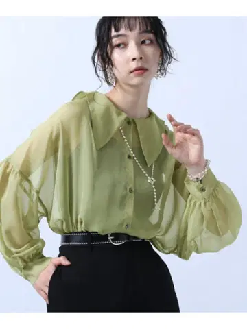 빅 칼라 시어 셔츠 HARE 하레 상의 셔츠 블라우스