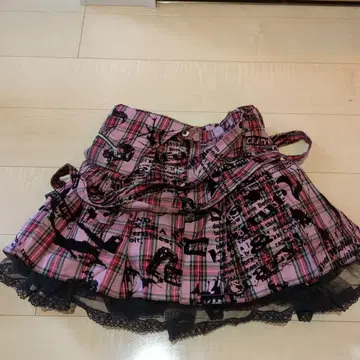 BA-TSU CLUB 핑크 체크 플리츠 스커트