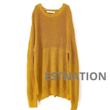 ESTNATION 코튼 니트 리브 머스타드 레이온