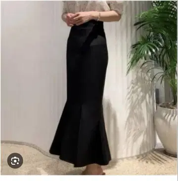 snidel 하이웨스트 헴 플레어 트윌 스커트 머메이드 스커트
