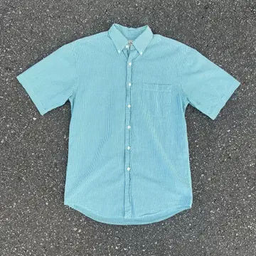 90s L.L.Bean 반팔 셔츠 시어서커 보더 셔츠 민트