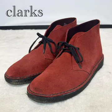 새상품급 clarks 디저트 부츠 빨간색 스웨이드 레이스업 크레이프솔