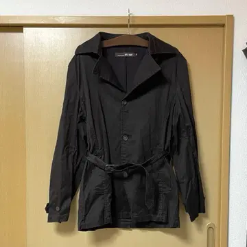 STYLE MART 남성용 자켓 블랙 고급 스트라이프 패턴 벨트 포함
