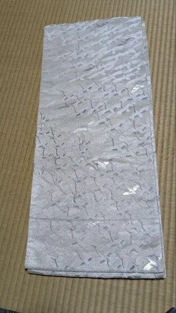후쿠로 오비 학 자수 오비 실버 화이트
