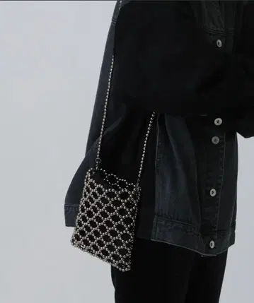 렙심 비즈 숄더 미니백 건메탈