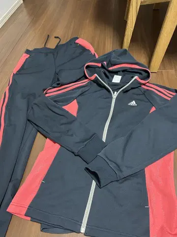 adidas 풀 지퍼 자켓 네이비/핑크 상하의 세트