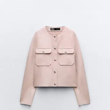 ZARA 노카라 자켓 핑크