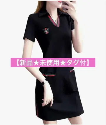 [ 새상품 미사용 택 포함 ] 블랙 폴로 셔츠 스타일 원피스