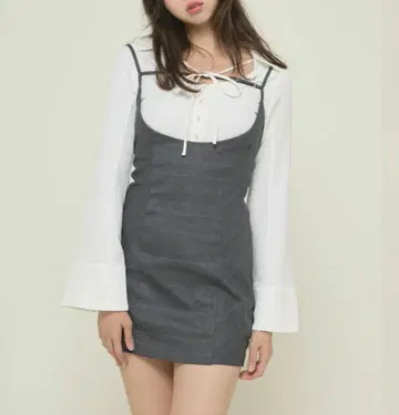 안도마리 Betty layered check dress